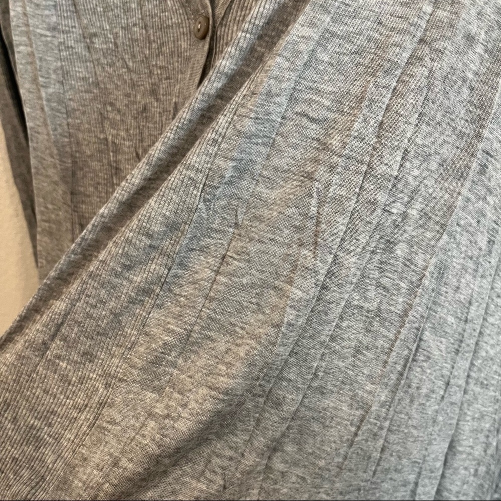 Three Dots Gray Draped Front Ribbed Button Up Shi… - image 4